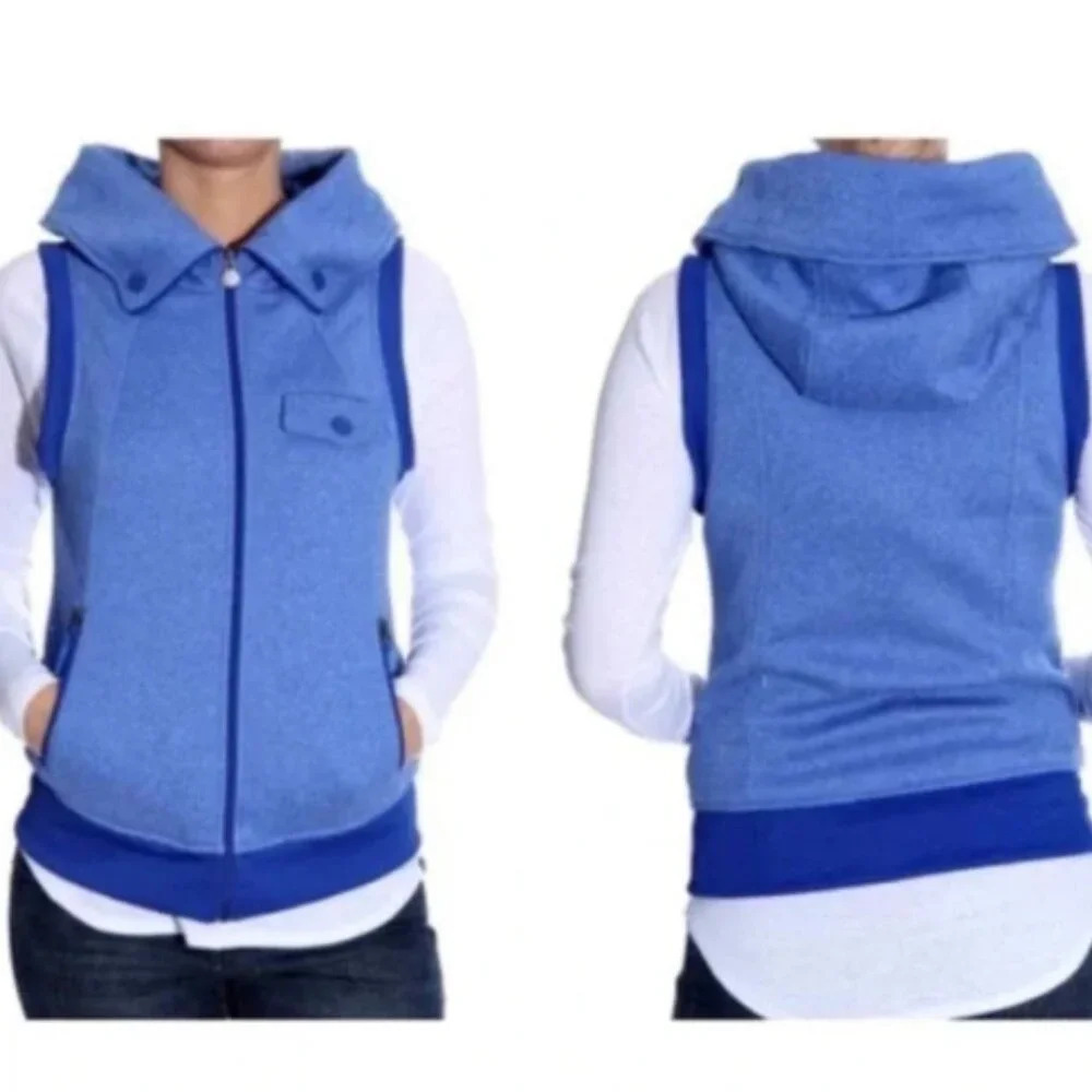 Burton Womens Large Fleece Zip Front Blue Vest